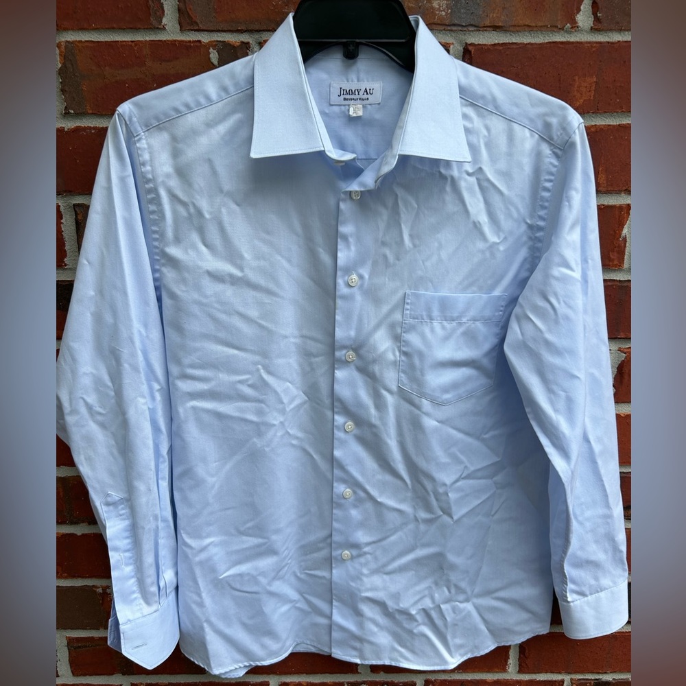Jimmy Au Beverly Hills Men’s Light Blue Long Sleeve Button Down L Dress Shirt